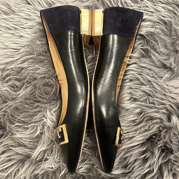 Tory Burch Black and Navy Flats with Gold Accent - Picture 6 of 7